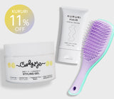 Curly Meヘアースタイリングジェル 180g x1個、クルリ ナイトケア クリーム 65g x1本、ザ・ウェットディタングラーミニ（カラー：ウィステリアリーフ）1本